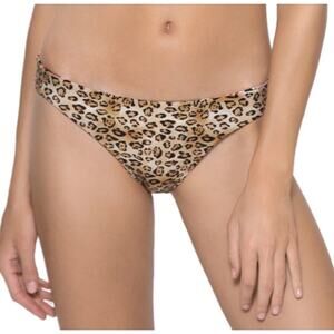 PQ SWIM PILYQ Bikini Bottoms Leo Size Medium NWT Basic Ruched Full Leopard Swim